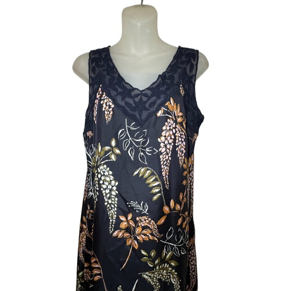 Sundance 100% Silk Sexy Floral Printed Slip Dress Sheath Lace Trim size S 4 - 6 - Picture 3 of 10